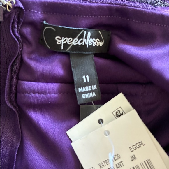 NWT Speechless Sequin purple formal dress gown Ruched Mesh eggplant maxi wedding - Picture 7 of 16